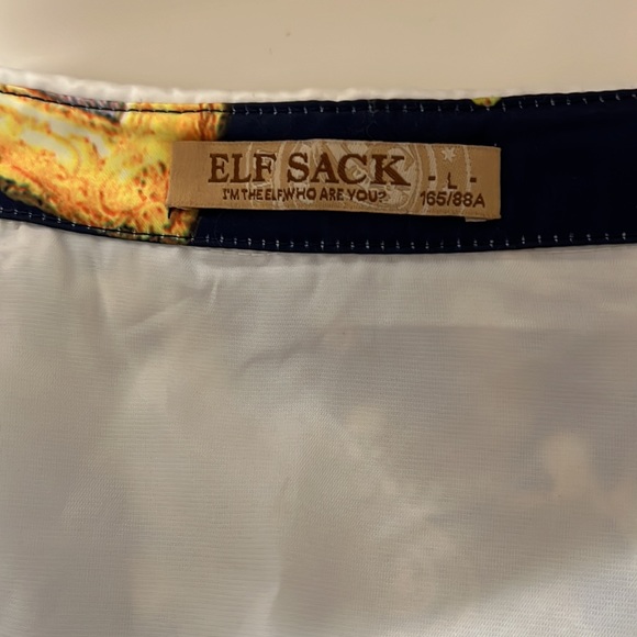 Elf Sack collared pleated snail print multicolor long sleeve Dress Size L - Picture 8 of 9